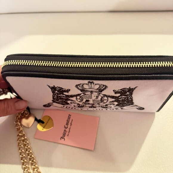 NWT JUICY COUTURE SCOTTIE DOG LARGE ZIP AROUND WRISTLET WALLET PINK VELOUR - Picture 4 of 6